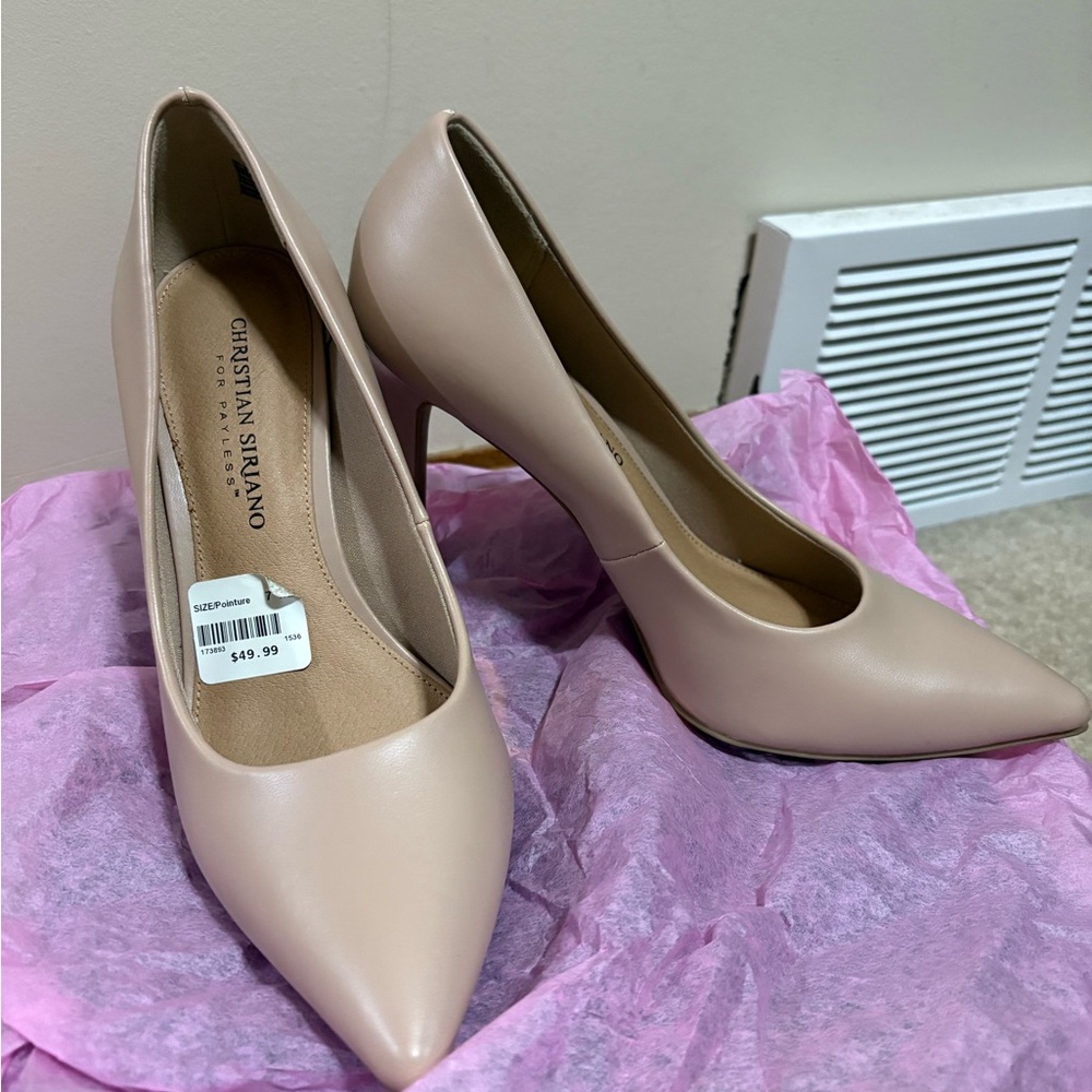 Christian Siriano Cream Pointed-Toe Heels